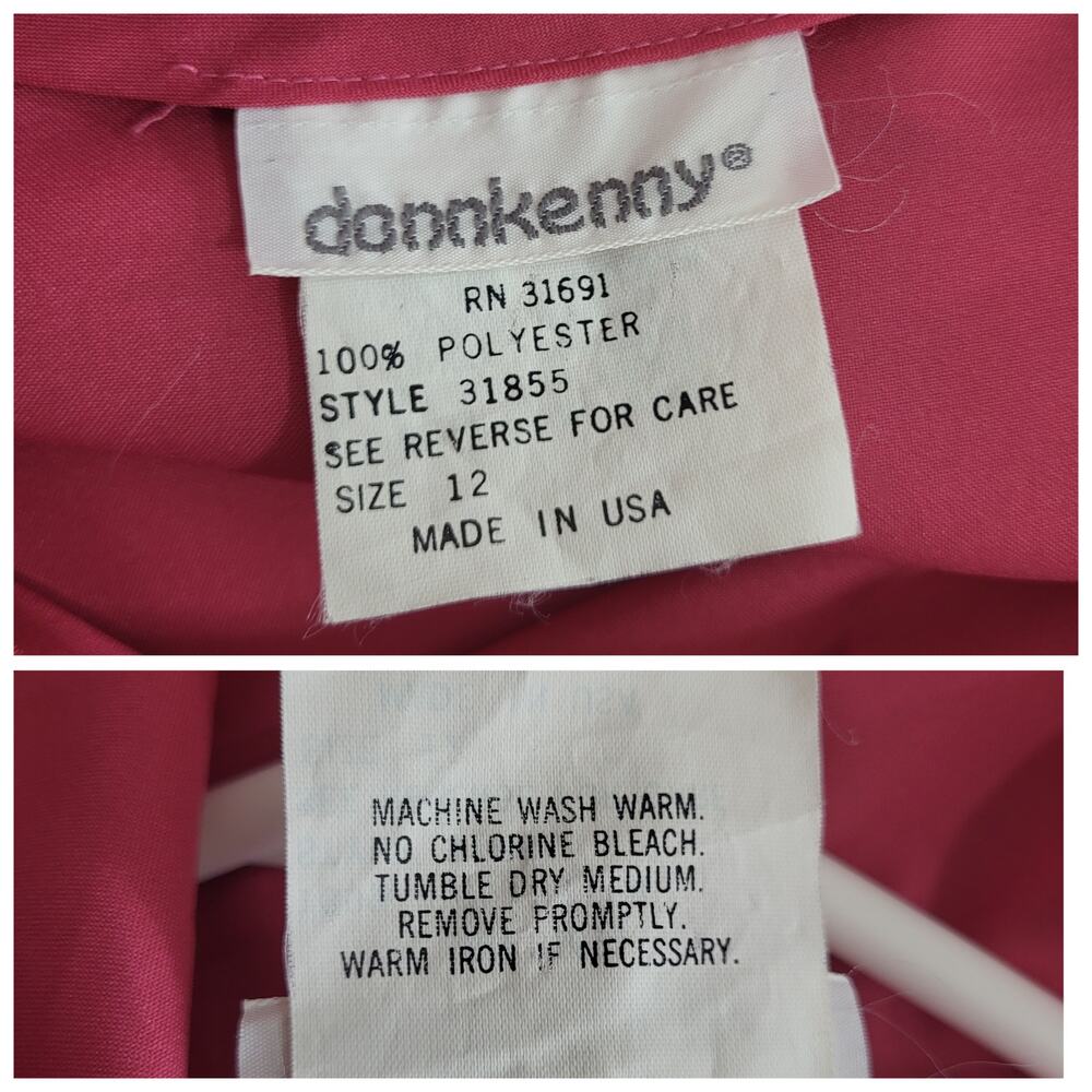 Vintage Blouse Donnkenny Women Size 10 / 12 Pink Bow neck office 80s 90s Office - Picture 3 of 11